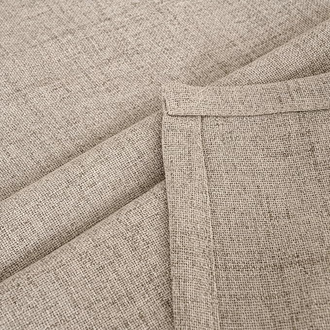 YoungsTex Dark Oatmeal Curtains 63 Inches Long for Living Room Window, Linen Semi Sheer Drapes Light Filtering with Rod Pocket Back Tab for Bedroom Farmhouse Rustic Privacy, 2 Panels, 52 X 63 Inch