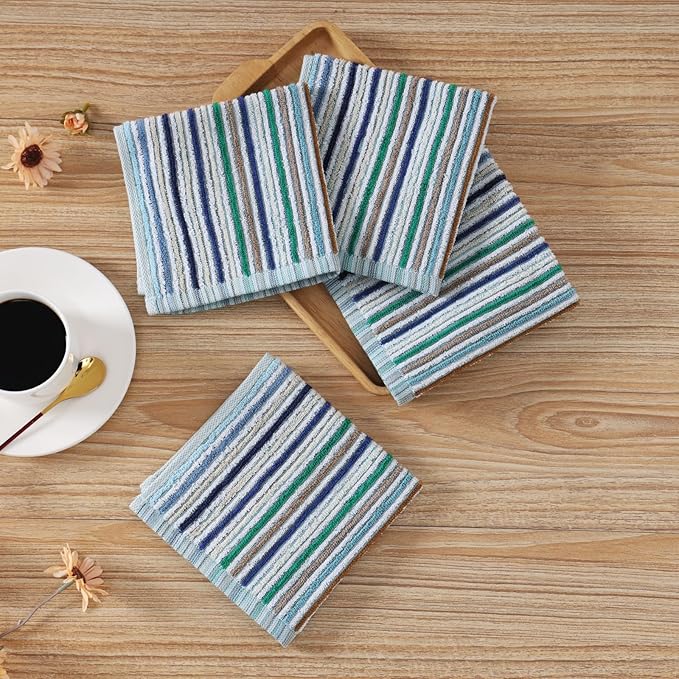 Oeleky Kitchen Dishcloths for Washing Dishes, Ultra Absorbent Dish Rags, Cotton Cleaning Cloths Pack of 8, 12x12 Inches