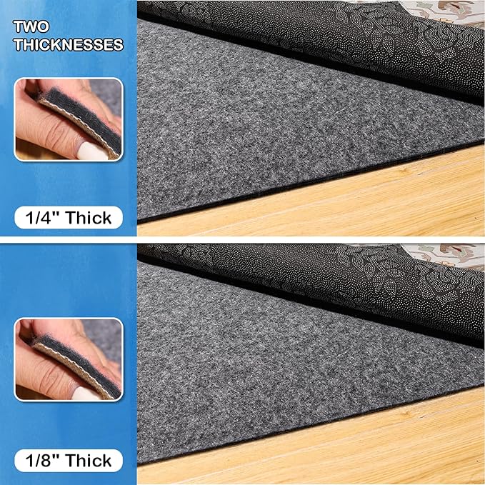 Non-Slip Rug Pads 2 x 10ft, 100% Waterproof Extra Large Area Rugs Non Skid Rug Pad for All Floors and Finishes Durable Hardwood Floor Protective Felt Keeps Rugs in Place, Safe and Secure