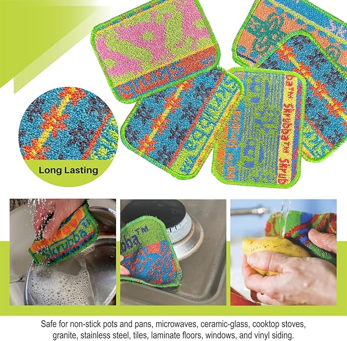 Wet-it! Skrubba 3-Pack Reusable Dish Scrubbers – Non-Scratch Scouring Pads for Kitchen & Household – Eco-Friendly, Dishwasher Safe Scrub Sponges for Dishes, Pots & Pans (Vogue)
