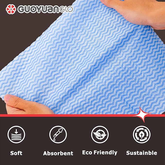 Disposable Cleaning Cloths Reusable Dsih Cloths for Kitchen Disposable Dish Rag Dry Fast 11.8x11.8 inch Pack of 100, Blue