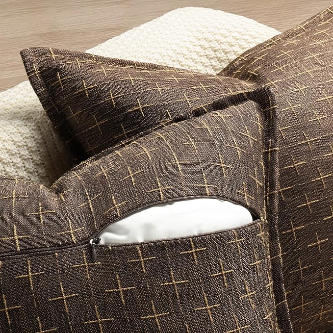 ZWJD Pillow Covers 24x24 Set of 2 Soft Polyester Textured Pillow Covers with Stylish Flange Edge Cozy Farmhouse Throw Pillows for Couch Bed Sofa Living Room
