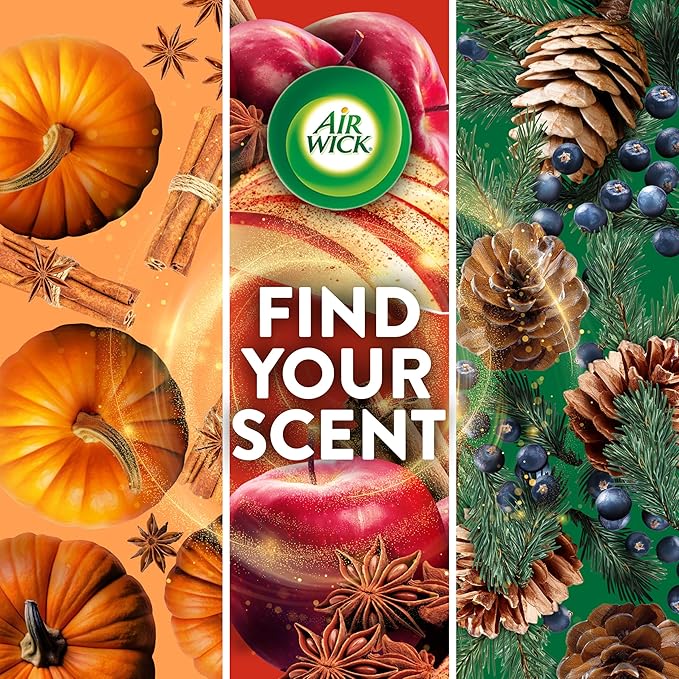Air Wick Plug in Scented Oil Refill, 7ct, Apple Cinnamon Medley, Fall Scent, Essential Oils, Air Freshener