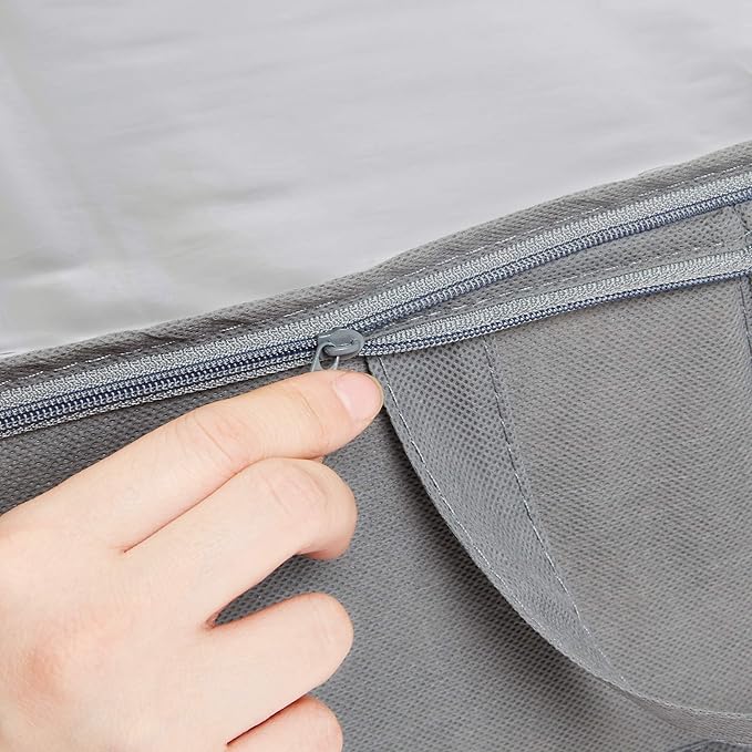 Amazon Basics Under Bed Fabric Zipper Storage Container Bags with Window and Handles, 2-Pack, 30.2 x 20 x 5.7 inches, Gray