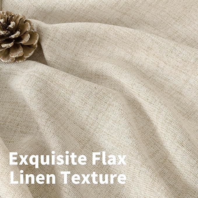 YoungsTex Linen Curtains 95 Inch Length for Living Room 2 Panels, Cream Semi Sheer Window Treatments with Rod Pocket Back Tab Light Filtering for Bedroom Dining Room Office, 52 X 95 Inch