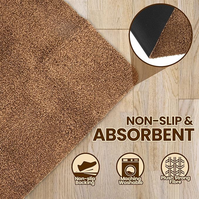 Premium Microfiber Indoor Door Mat – 36"x60" Washable Entry Mat, Non-Slip, Waterproof Backing, Super Absorbent, Low Profile Entryway Doormat for Indoor Entrance