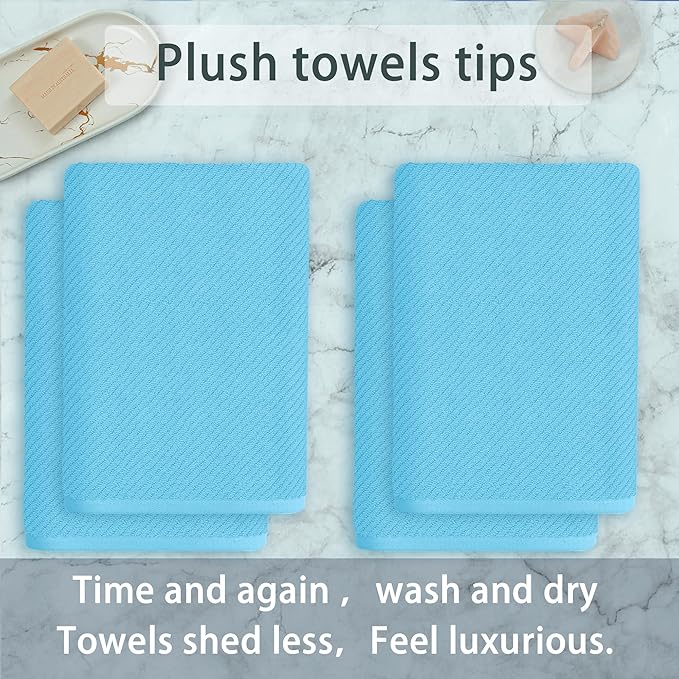 VOOVA & MOVAS Bath Towel Set, 4PC Large 30" x 56" - 100% Cotton | Quick Dry | Thick | Light Weight | Soft | Absorbency, Bath Towels Set for Bathroom, Bathroom Essentials, Ocean Blue