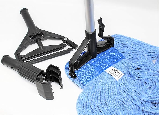 Turkey Creek Essentials Mop Heads Commercial Grade USA Made Looped End Heavy Duty Large Mop Head of Blue 4-Ply Synthetic Yarn Industrial Wet Mop Head Replacement and String Mop Refills (6, Large)