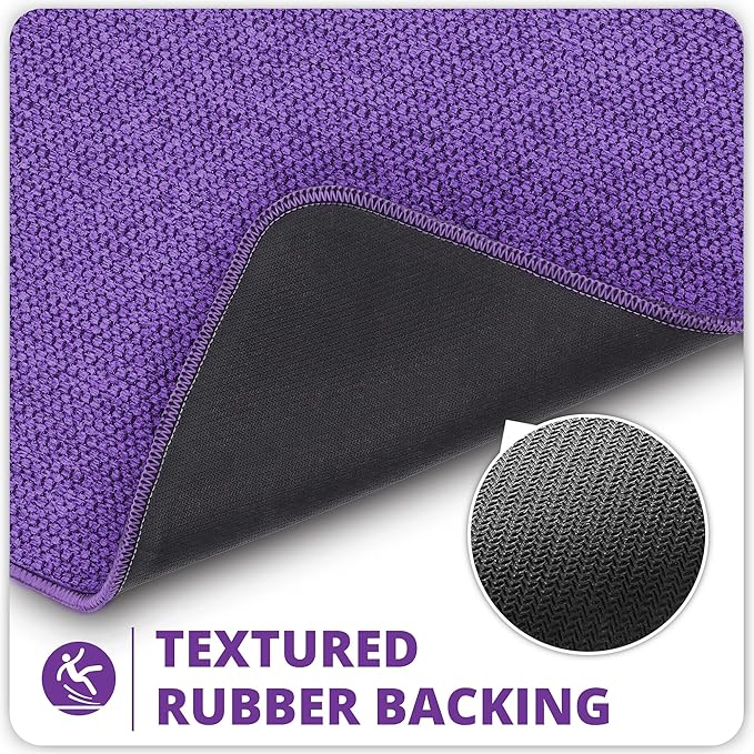 Bath Mat,Ultra Thin Bathroom Rugs,Rubber Bath Mats for Bathroom,No Slip Bath Rugs,Quick Dry,Machine Washable,Low Pile,Absorbent,Shower Outside,Sink,Home Decor Accessories.Purple,1'5"x2'3"(2 Pack)