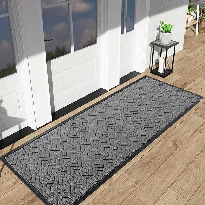 Yimobra 72x24 Indoor Outdoor Runner Rug, Heavy-Duty Waterproof Entrance Mat for High Traffic Areas, Commercial Grade Welcome Door Mat, Easy Clean, Grey
