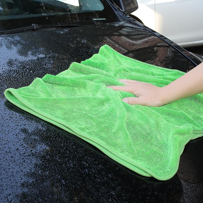 JOYMOOP Microfiber Towels for Cars, 63" x 29.5" Car Drying Towel, Green Reusable Car Towel, Quick Drying Car Microfiber Cleaning Cloth for RVs, SUVs, Trucks
