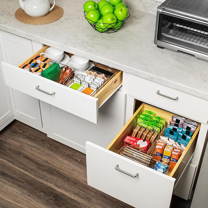 Pantry Organizers and Storage and Cabinet Organizer, 4 Pack - Kitchen Organizers and Storage, Great Fridge or Snack Organizer - Perfect in Refrigerator or Cupboard Shelf