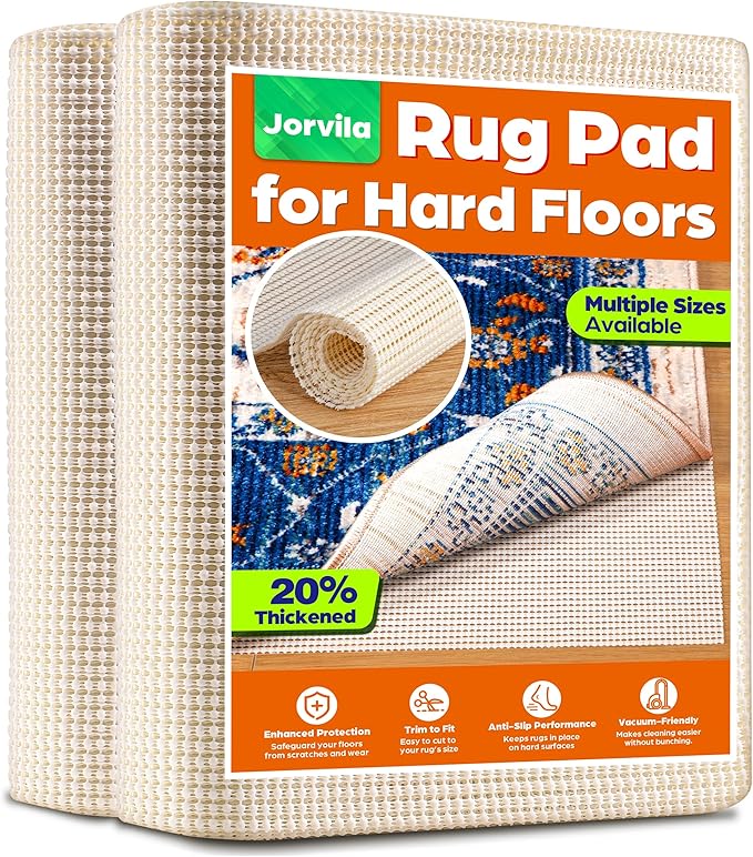 Non-Slip Rug Pad Gripper 3x5 Feet, Anti Skid Mat for Under Area Rugs, Keeps Rugs in Position and Safe, Thick Cushioned Carpet Pad for Hardwood Floors Protection