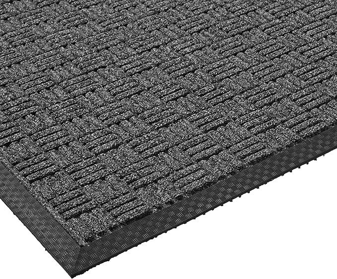 Kempf Water Retainer Entrance Mat, Indoor Outdoor Rubber Rug, Moisture Trapping, Absorbent Mat (4' X 6', Black)