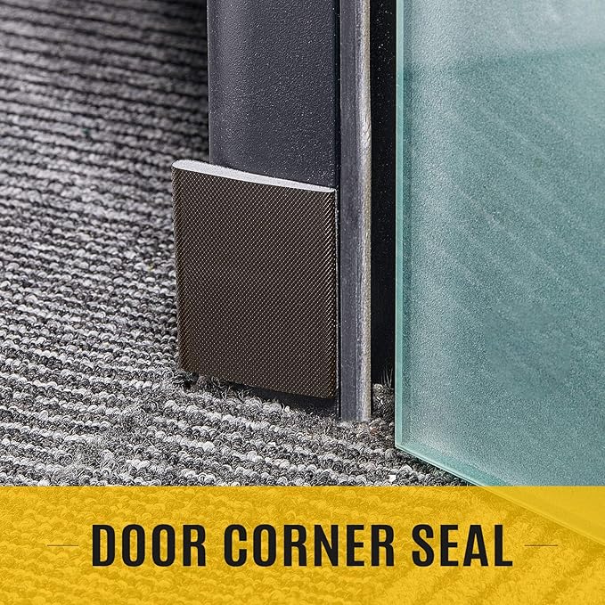 Zonon 64 Pieces Door Corner Seal Weatherstripping Exterior Door Frame Seal Draft Stopper Adhesive Corner Pads for Weather Stripping and Draft Protection (Brown)