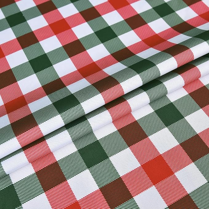 Waterproof Checkered Tablecloth Fabric - Rectangle 58x84 Inch Christmas Plaid Table Cloth for Indoor/Outdoor Use - Xmas Table Cover for Kitchen, BBQs, and Parties