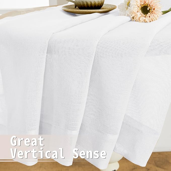 Tollpiz Sheer Curtain Closet Linen Textured Curtain Sheers Doorway Light Filtering Voile French Door Rod Pocket Curtains Patio Glass Door, 25 x 80 inches Long, White, Set of 1 Panel