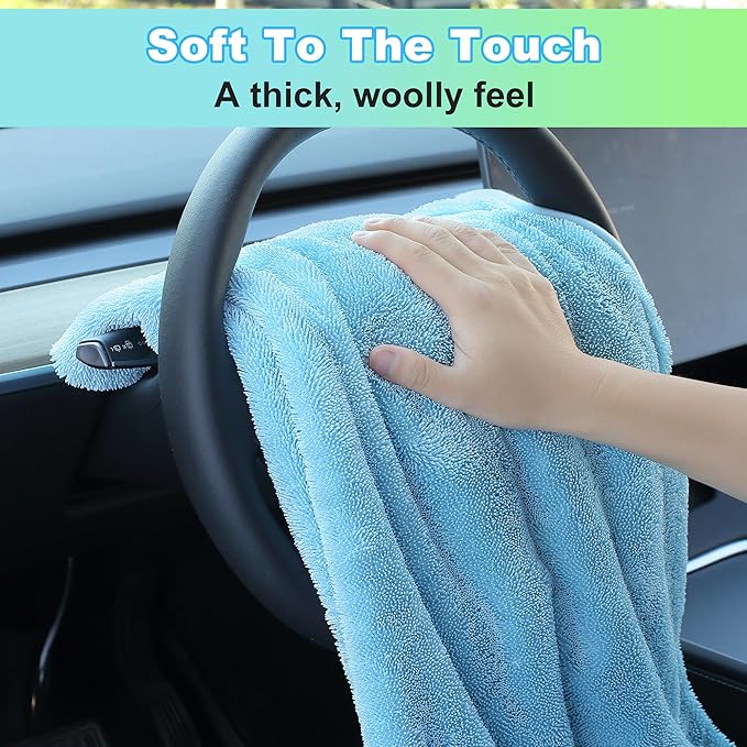 JOYMOOP Microfiber Towels for Cars, 35.4" x 23.6" Car Drying Towel, Blue Reusable Car Towel, Quick Drying Car Microfiber Cleaning Cloth for RVs, SUVs, Trucks