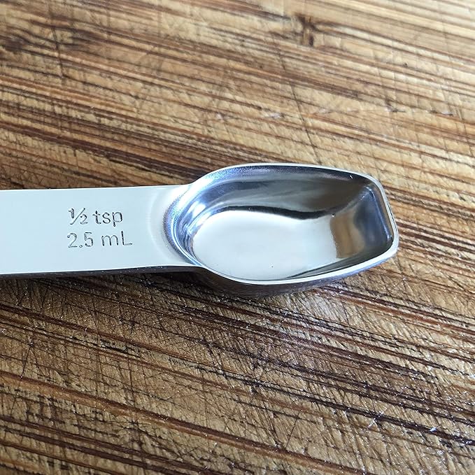 AllSpice Stainless Steel Double Sided Measuring Spoon- 1/2 Teaspoon and 1/4 Teaspoon