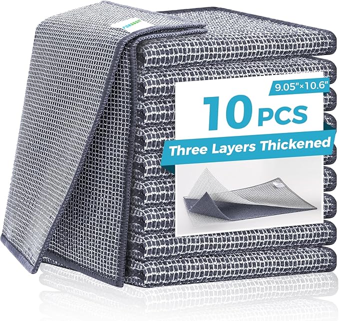 10 Pcs New Upgrade 3-Layer Non Scratch Wire Dishcloth,Wire Dishwashing Rag, Non-Scratch Wire Dishwashing Rags for Wet and Dry, Kitchen Cleaning Dish Rags for Cookware,Sinks, Dishes, Stove
