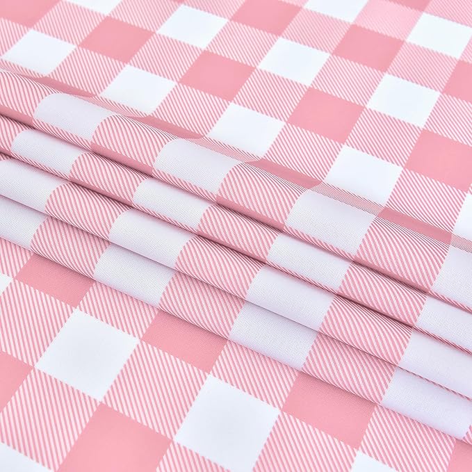 Waterproof Plaid Tablecloth Fabric - Round 120 Inch Classic Gingham Checker Table Cloth for Indoor/Outdoor Use - Buffalo Table Cover for Picnics, BBQs, and Parties