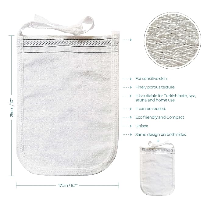 Turkish Exfoliating Gloves – Face & Body Exfoliation Mitts - Bath Hammam Spa Exfoliator Kese Glove - Body Scrub Glove to Remove Dead Skin – Brighten & Soften Skin – 4Pcs (White & Black)