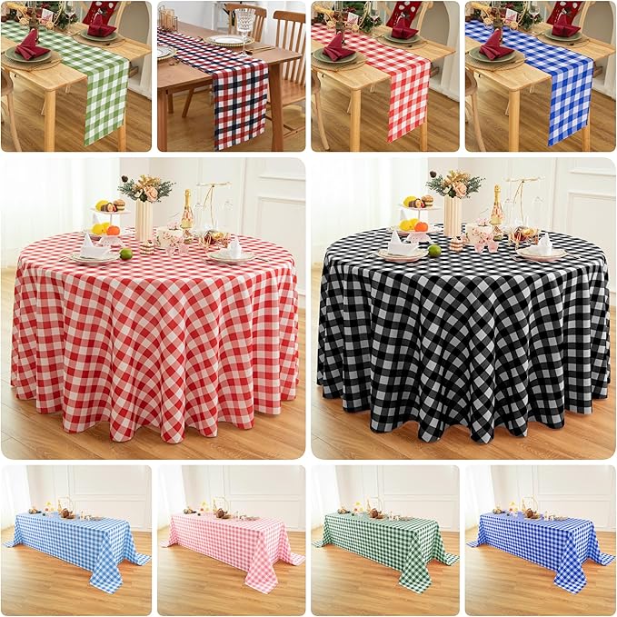Waterproof Checkered Tablecloth Fabric - Rectangle 58x84 Inch Classic Gingham Buffalo Plaid Table Cloth for Indoor/Outdoor Use - Washable Table Cover for Kitchen, BBQs, and Parties