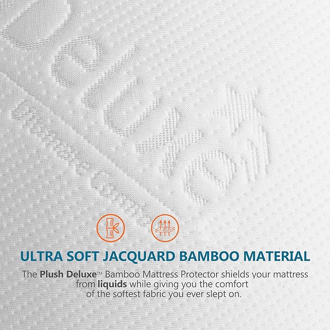PlushDeluxe Premium Viscose Mattress Protector – Cal-King Size, Waterproof, & Ultra Soft Breathable Noiseless Washable Bed Mattress Cover for Comfort & Protection 72X84 Inches
