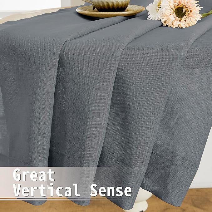 Tollpiz Small Sheer Door Curtain Closet Linen Textured Curtain Sheers Doorway Light Filtering Voile French Door Rod Pocket Curtains Patio Glass Door, 25 x 40 inches Long, Dark Grey, Set of 1 Panel