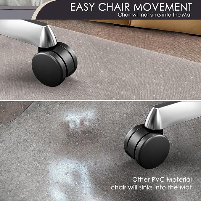 Kuyal Office Chair Mat for Carpet, 36x48 Clear Heavy Duty Computer Chair Mat, Under Desk Protector Carpeted Floors Mat, Easy Chair Movement,Ship Flat