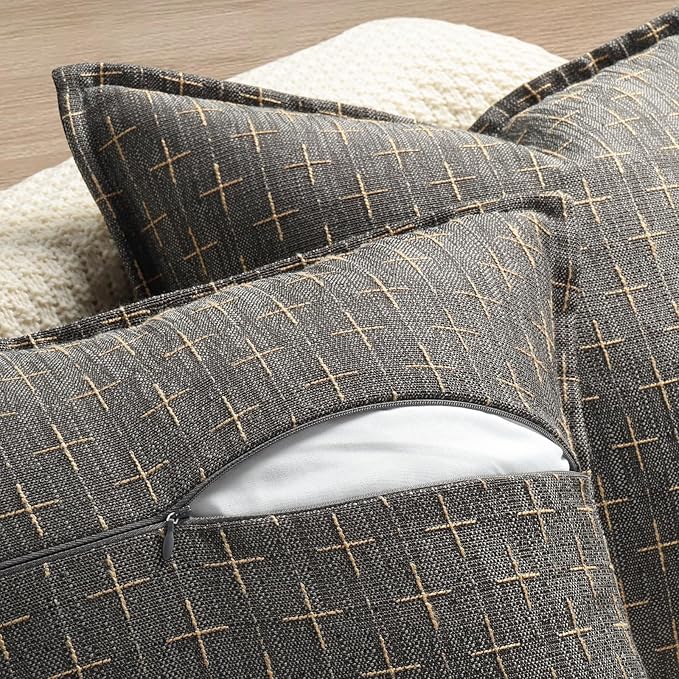 ZWJD 12x20 Pillow Covers Set of 2 Soft Polyester Textured Pillow Covers with Stylish Flange Edge Cozy Farmhouse Throw Pillows for Couch Bed Sofa Living Room
