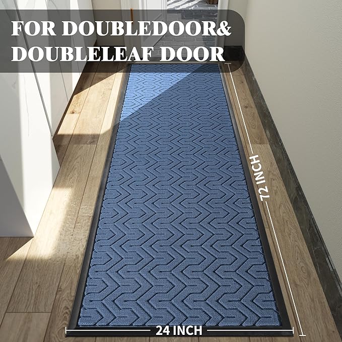 Yimobra 72x24 Indoor Outdoor Runner Rug, Heavy-Duty Waterproof Entrance Mat for High Traffic Areas, Commercial Grade Welcome Door Mat, Easy Clean, Blue
