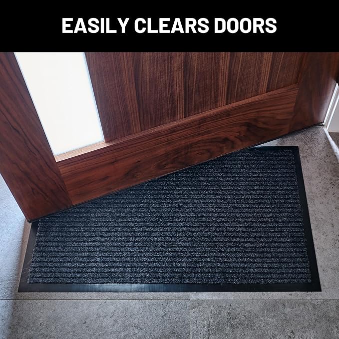 Sierra Concepts Front Door Mat Welcome Floor Mats - Entryway Indoor Outdoor Entrance Doormat, Patio, Porch, Muddy Shoe, Inside Outside Low Profile, 30x17 inches, 2-Pack Gray