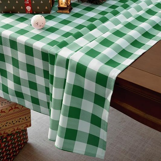 Classic Gingham Buffalo Tablecloth Fabric - Oblong 58x144 Inch Water Proof Checkered Table Cloth for Indoor Outdoor - Table Cover for Birthday, Picnics, BBQs, and Parties