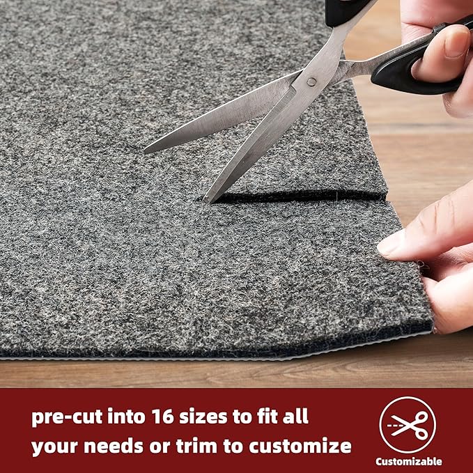 BAGAIL Felt and Natural Rubber Backing Rug Pads 1/8” Thick, 6 x 9 Ft Non Slip Rug Gripper Keep Rugs in Place, Under Area Rug Protective Cushioned Pads, Carpet Runners, Hardwood Floors Protection