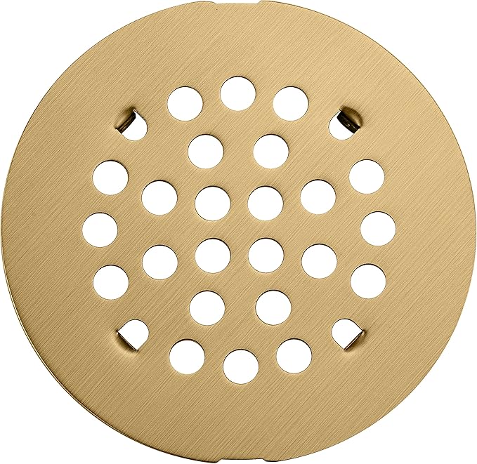 rrajj 4-1/4 (4.25) Inch(108mm) Round Snap-in Shower Floor Drain Cover Replacement Cover (Brushed Gold)