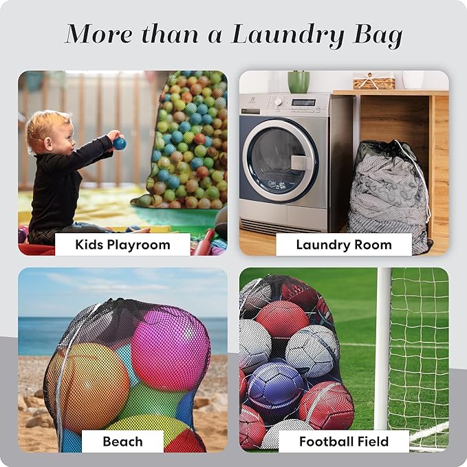 Handy Laundry Mesh XL Laundry Bag - Durable, Machine Washable with Secure Drawstring Closure - Perfect for College Dorms, Laundromats, Apartments (Black, Large 24" x 36")