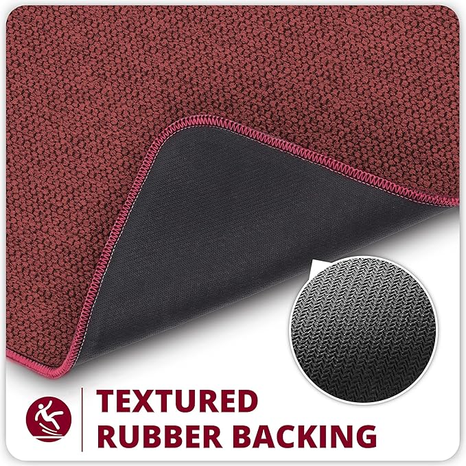 Bath Mat,Ultra Thin Bathroom Rugs,Rubber Bath Mats for Bathroom,No Slip Bath Rugs,Quick Dry,Machine Washable,Low Pile,Absorbent,Shower Outside,Sink,Home Decor Accessories.Red,1'5"x2'3"(17x27inch)