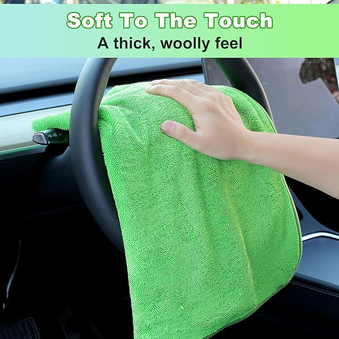 JOYMOOP Microfiber Towels for Cars, 63" x 29.5" Car Drying Towel, Green Reusable Car Towel, Quick Drying Car Microfiber Cleaning Cloth for RVs, SUVs, Trucks