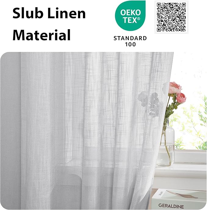 NICETOWN Light Grey Sidelight Curtains for Front Door, Privacy Semi Sheer Window Curtains, Rod Pocket Light Filtering French Door Shades with Tieback for Bedroom, (1 Panel, 26W x 72L)