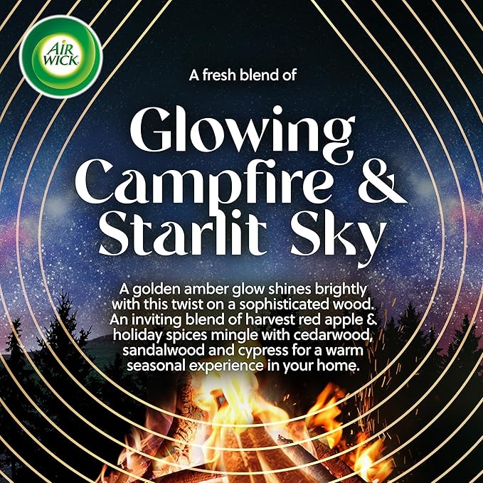 Air Wick Plug In Vibrant Scented Oils Refills, Campfire & Starlit Sky, 5 ct