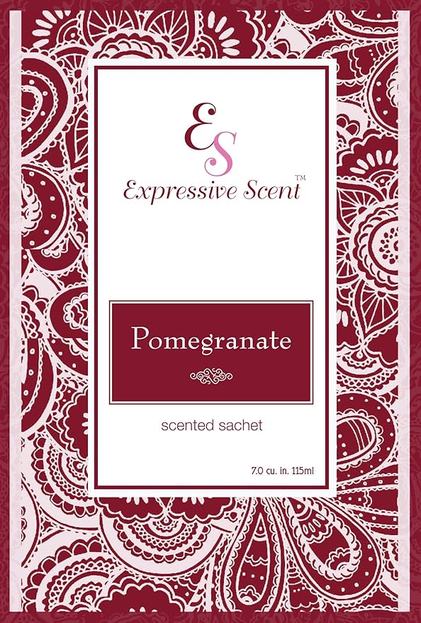 Expressive Scent – Home Fragrance Aromatic Sachets: Premium Long-Lasting Aroma, for Drawers Dressers Closets Car Kitchen, Pomegranate