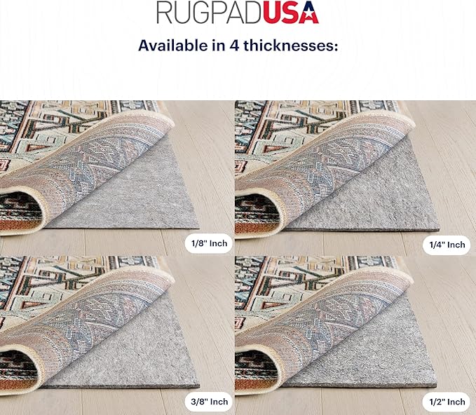 RUGPADUSA - Dual Surface - 10'x12' - 3/8" Thick - Felt + Rubber - Enhanced Non-Slip Rug Pad - Adds Comfort and Protection - for Hard Surface Floors