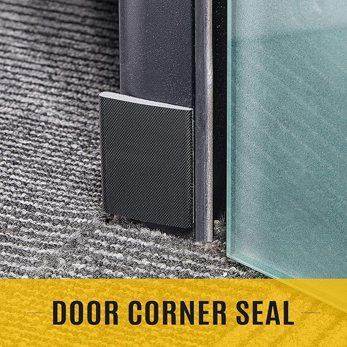 Zonon 16 Pieces Door Corner Seal Weatherstripping Exterior Door Frame Seal Draft Stopper Adhesive Corner Pads for Weather Stripping and Draft Protection (Black)