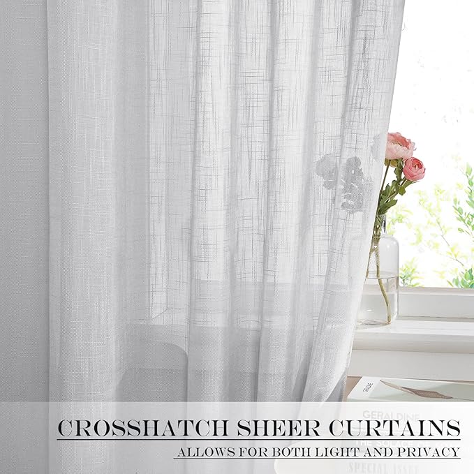 NICETOWN Side Door Window Curtains for Front French Door Curtain for Small Window Sidelight, Sheer Rod Pocket Kitchen Curtains with Tieback, 1 Panel, Light Grey, 26" W x 64" L