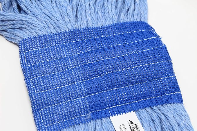 Turkey Creek Essentials Mop Heads Commercial Grade USA Made Looped End Heavy Duty Large Mop Head of Blue 4-Ply Synthetic Yarn Industrial Wet Mop Head Replacement and String Mop Refills (12, Large)