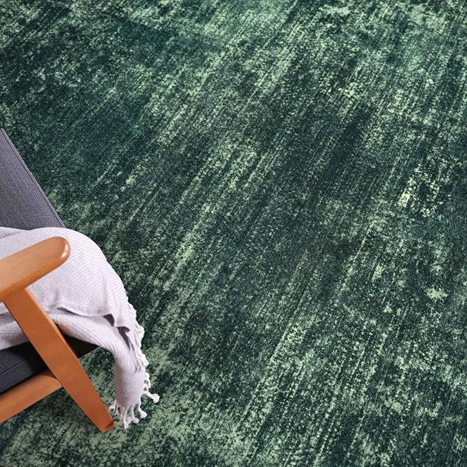 IOHOUZE Small Abstract Area Rug 2x3 Ft Entryway Rugs Washable Door Mat Indoor Entrance, Rubber Backed Throw Rugs, Printed Faux Wool Non Slip Floor Carpet for Foyer Front Door Sink, Dark Green
