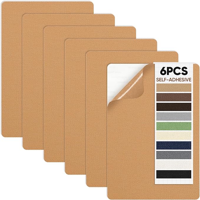 Canvas Patch 5.5 x 8 Inches 6Pcs Self-Adhesive Waterproof Canvas Patch Kit for Repairing Tents,Sofas,Boat Covers,Camping Chair,Awnings,Car Seats.(Light Brown)