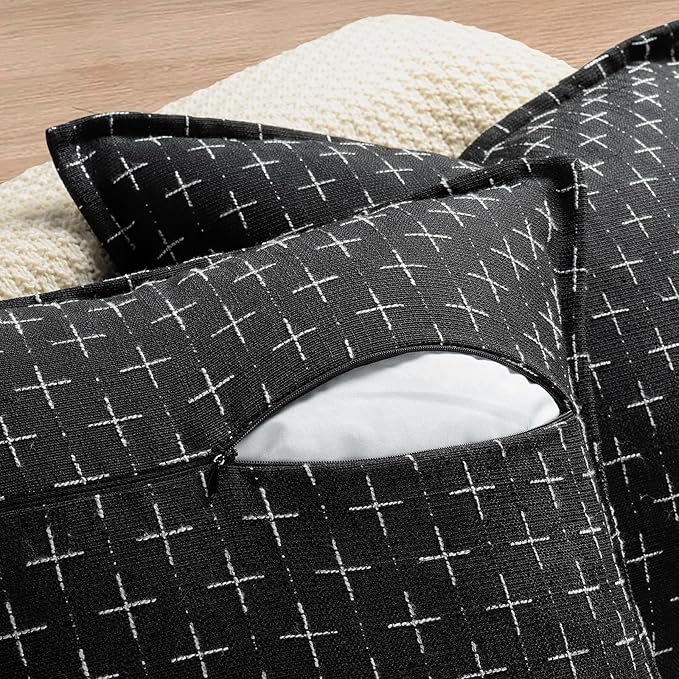 ZWJD Pillow Covers 16x16 Set of 2 Soft Polyester Textured Pillow Covers with Stylish Flange Edge Cozy Farmhouse Throw Pillows for Couch Bed Sofa Living Room