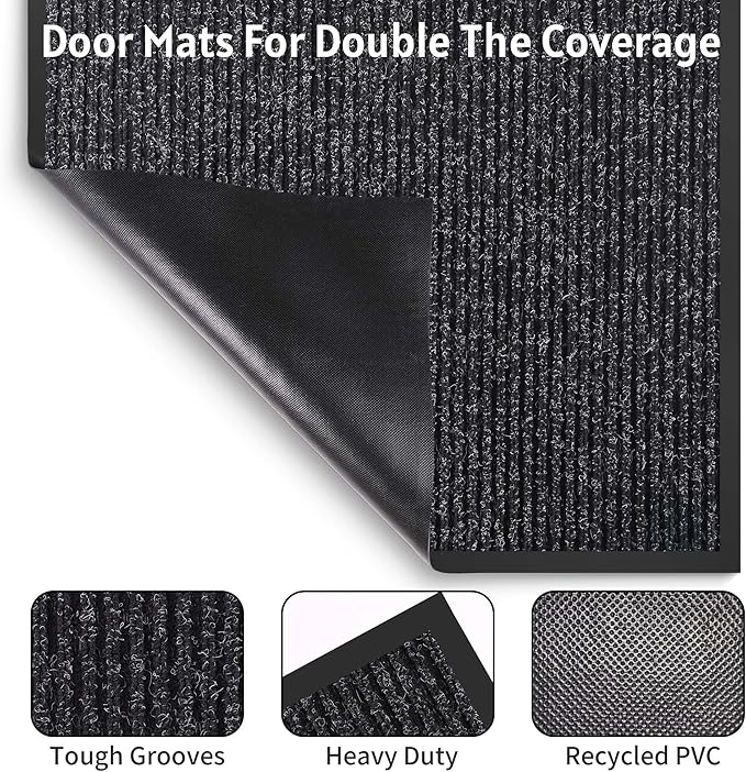 Front Door Mat Indoor Outdoor Entrance, 48" x 96" Dirt Resistant and Absorbent Door Mat, TPR Backing Non-Slip Doormats, Easy to Clean, Low Profile Welcome Floor Mat for Outside Entry